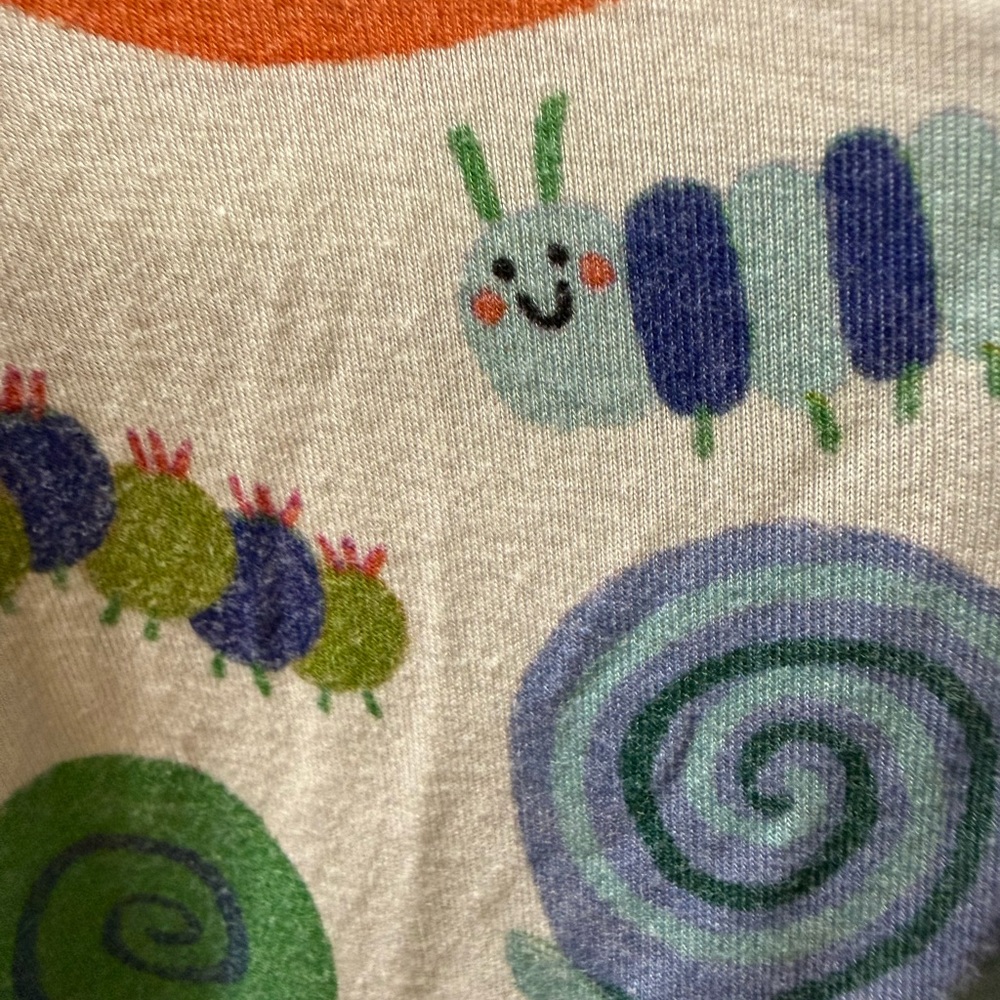 Little Sleepies Blue Trim Snail & Caterpillar Print Pajama Set - Picture 3 of 4